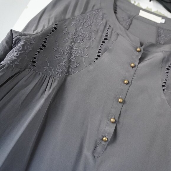 Johnny Was - 4 Love and Liberty Grey Blouse Size Large - Picture 2 of 8